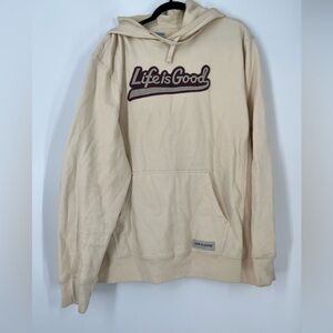 Life is good oversized cream hoodie sweatshirt XL